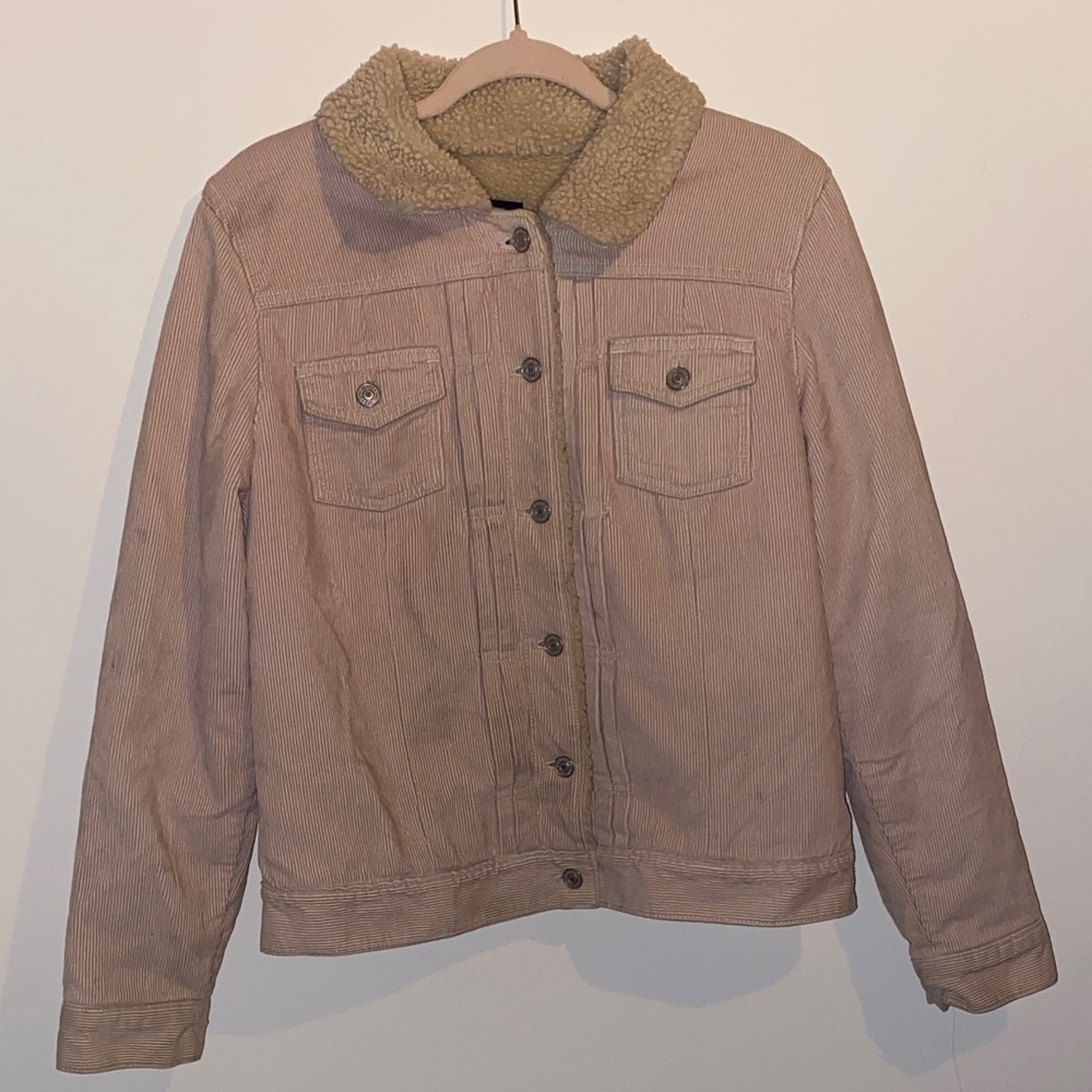 Vintage Pale Pink Corduroy Sherpa Button up Jacket